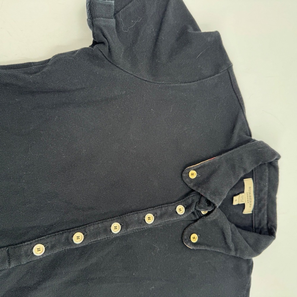 Burberry London Polo Shirt Gold Button Detail Short Sleeve Top Size S - Picture 2 of 13